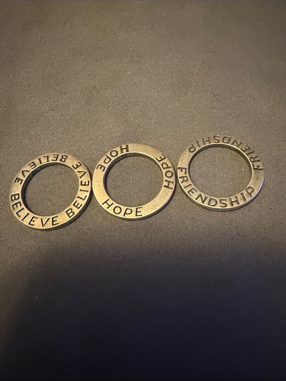 Silpada Inspirational Silver Round Charm Set: Believe, Hope, Friendship